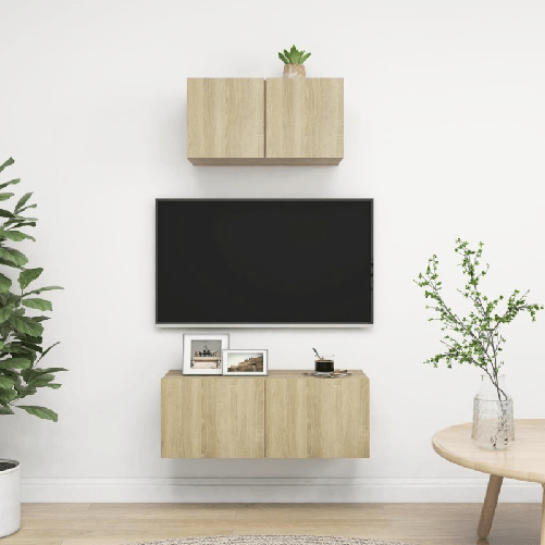VidaXL Set Porta TV 2 pz Rovere Sonoma in Truciolato VidaXL 3079015 supporto TV e sistema audio