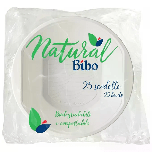 Natural Bibo BIBO 25 Scodelle In Bioplastica Bianche 500 ml BIBO 25 Scodelle In Bioplastica Bianche 500 ml