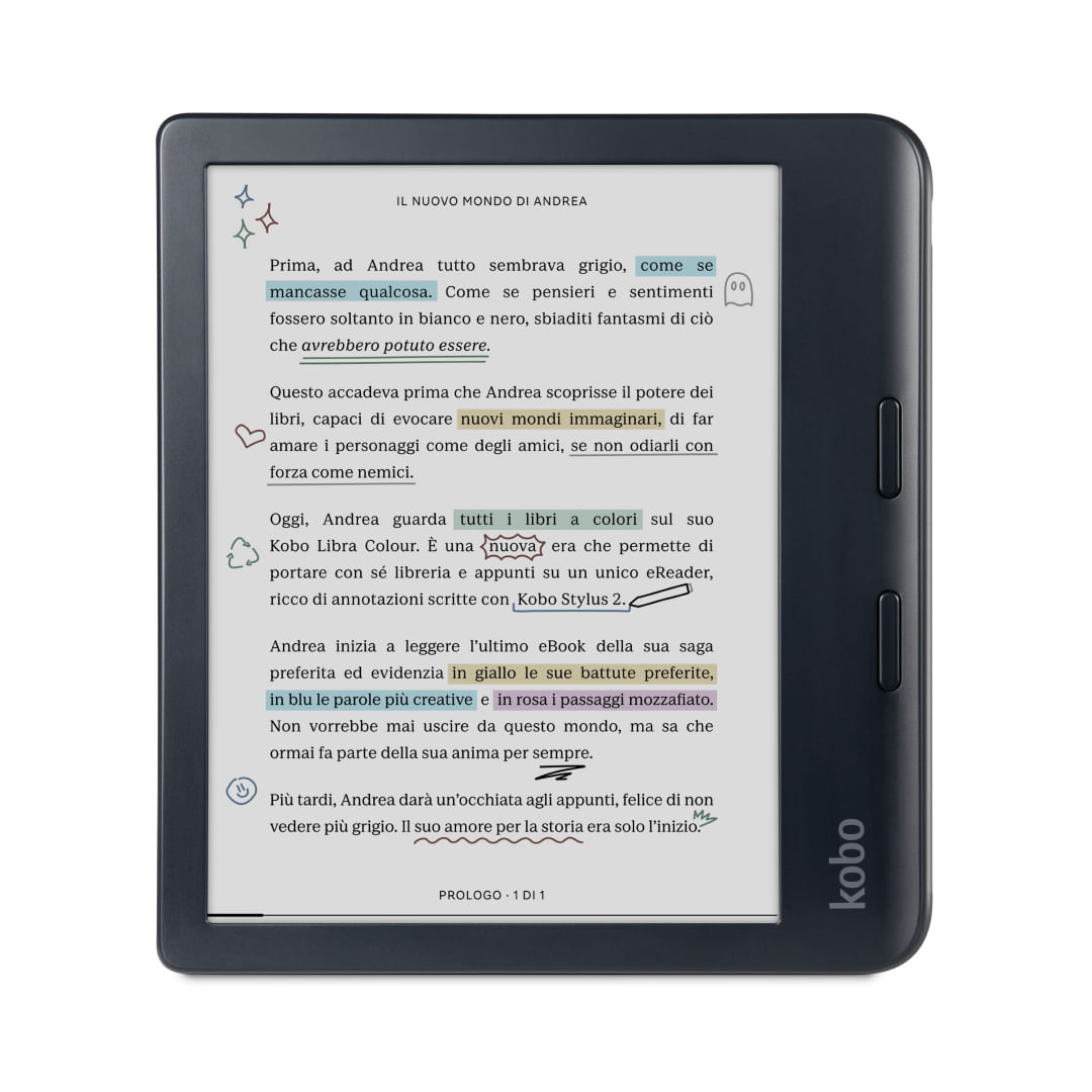 Kobo Libra Colour eReader Display antiriflesso a colori E Ink Kaleido 3 da 7” Modalita' Scura Audiolibri Impermeabile Rakuten Kobo Libra Colour lettor