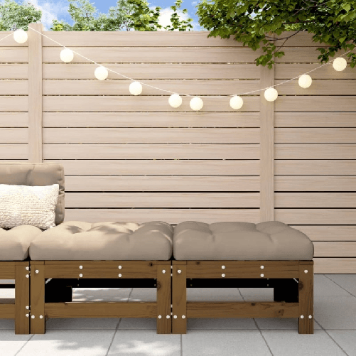 VidaXL Poggiapiedi Giardino con Cuscini 2pz Legno Massello Pino Miele VidaXL 825698 panca da esterno Legno