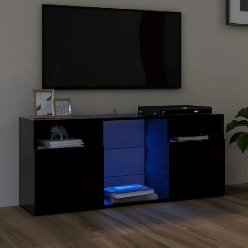 VidaXL Mobile Porta TV con Luci LED Nero 120x30x50 cm VidaXL 804302 supporto TV e sistema audio