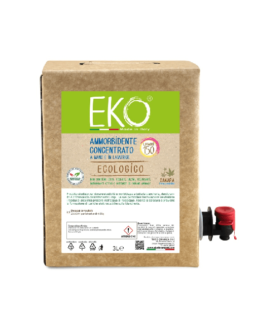 Eko Detersivo Ecologico Lavatrice E Bucato A Mano Bag in Box lt 3 - CANAPA - Prodotto Professionale - CERTIFICATO BIOCERTITALIA