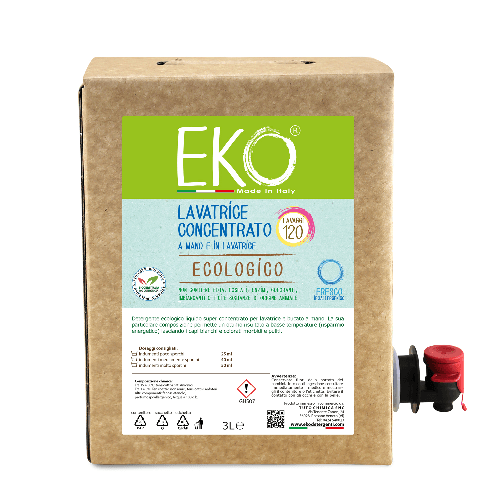 Eko Detersivo Ecologico Lavatrice E Bucato A Mano Bag in Box lt 3 - FRESCO - Prodotto Professionale - CERTIFICATO BIOCERTITALIA