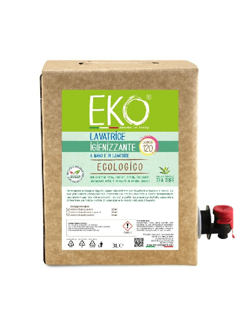 Eko Detersivo Ecologico Lavatrice Igienizzante con tea tree Bag in Box lt 3 - Prodotto Professionale - CERTIFICATO BIOCERTITALIA