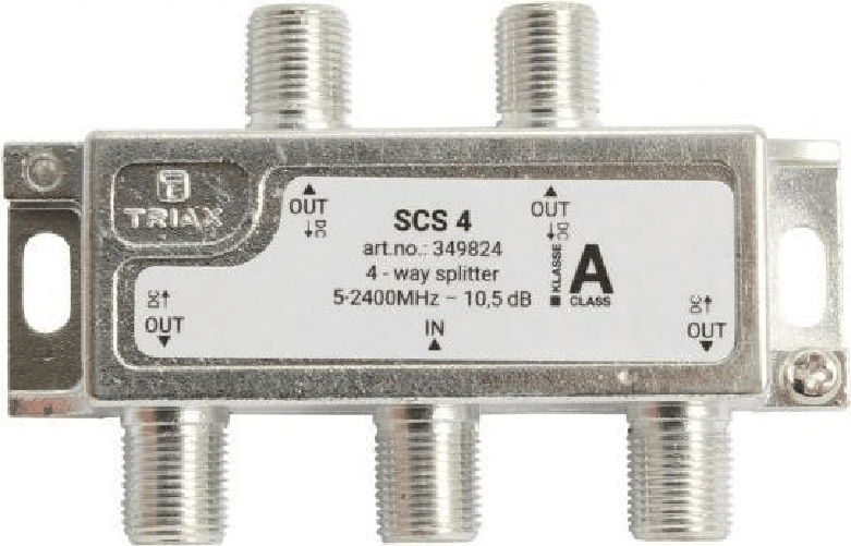 Triax SCS 4 - Kabelsplitter - 75 Ohm - 5 - 2400 MHz - Silber - Wei - Weiblich/Weiblich - 11