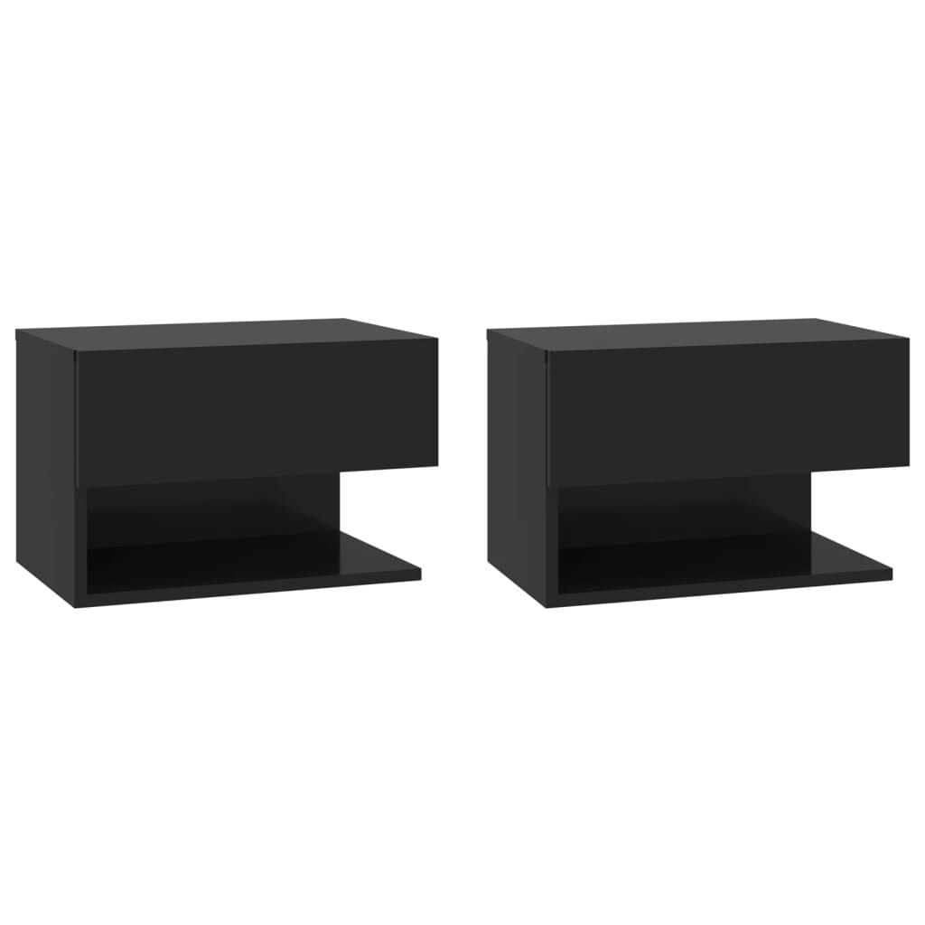 VidaXL Comodini a Parete 2 pz Neri VidaXL 810956 comodino Nero