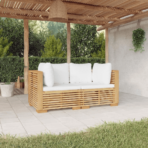 VidaXL Divani Angolari da Giardino con Cuscini 2pz Legno Massello Teak VidaXL 3100863 set mobili da esterno