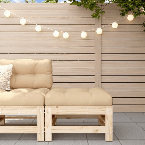 VidaXL Poggiapiedi da Giardino con Cuscino in Legno Massello di Pino VidaXL 825667 panca da esterno Legno
