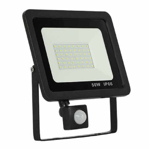 Faro LED 50W Faretto Slim Con Sensore Movimento PIR luce fredda 6000k IP66