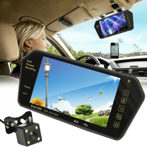KIT Retromarcia Specchietto Monitor 7" bluetooth mp5 + Telecamera Posteriore