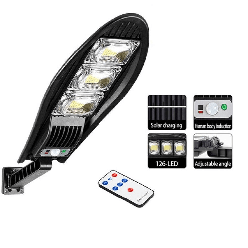 Lampione solare 126 LED sensore di movimento LUCE FREDDA 6500K TELECOMANDO IP65 W778B