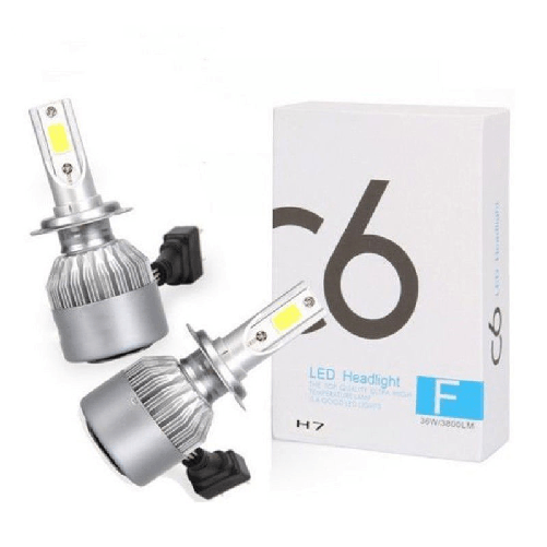 COPPIA LAMPADE AUTO MOTO C6 H7 LED 3800LM 72W 6000K BIANCO FREDDO FARI LAMPADINE