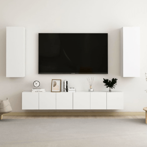 VidaXL Set Mobili Porta TV 5 pz Bianco in Legno Multistrato VidaXL 3074454 supporto TV e sistema audio