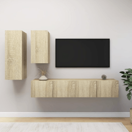 VidaXL Set Porta TV 4 pz Rovere Sonoma in Truciolato VidaXL 3079047 supporto TV e sistema audio
