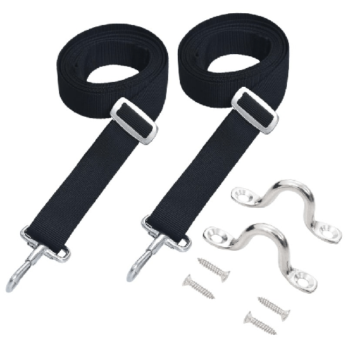 VidaXL Cinghie per Tendalino Bimini 2 pz in Tessuto e Acciaio Inox VidaXL Bimini Top Straps tracolla Poliestere, Acciaio inox Nero