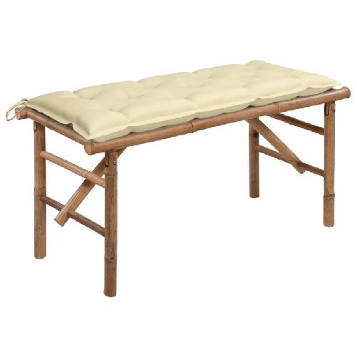 VidaXL Panca da Giardino Pieghevole con Cuscino 118 cm in Bambù VidaXL 3063866 panca da esterno Bamboo
