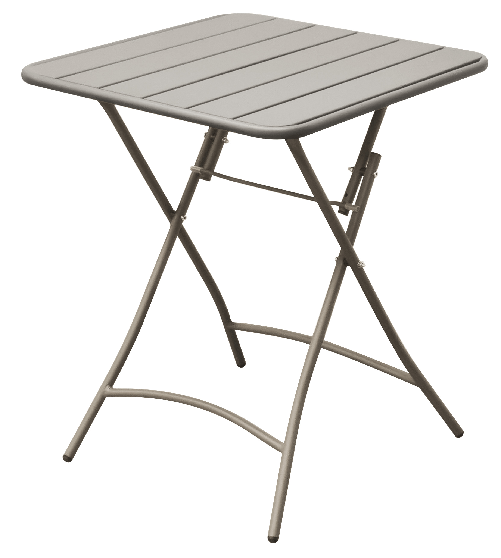 CRO Tavolo quadrato pieghevole in ferro con piano a listelli - tubi gambe: diam.19x1,2mm