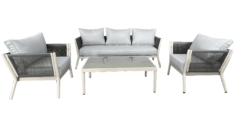 Camillo Rigamonti srl CRO Set in rattan sintetico con struttura in alluminio composto da: 2 poltrone con cuscino in