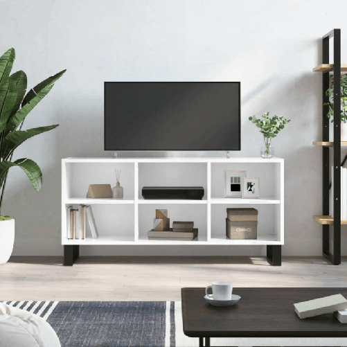 VidaXL Mobile Porta TV Bianco Lucido 103,5x30x50 cm Legno Multistrato VidaXL 826998 supporto TV e sistema audio