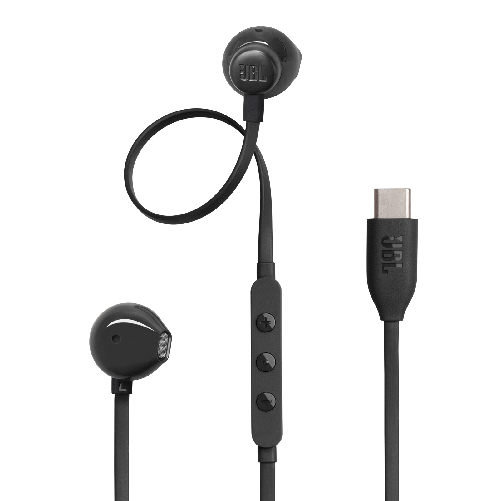 JBL Tune 305 C Auricolari USB-C ad Alta Risoluzione Audio con Cavo Piatto Antigroviglio Nero JBL Tune 305C Auricolare Cablato In-ear Musica e Chiamate