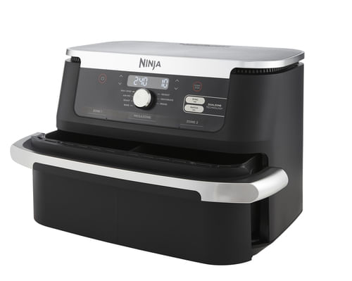 Ninja AF500EU friggitrice Doppia 10,4 L Indipendente 2470 W Friggitrice ad aria calda Nero, Acciaio inossidabile Ninja Friggitrice ad aria FlexDrawer