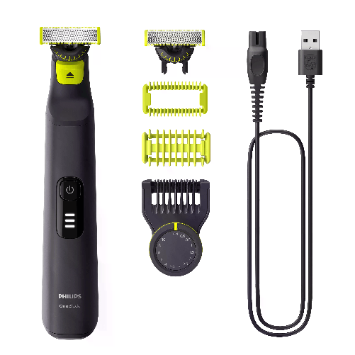 Philips OneBlade Pro 360 Face & Body Rasoio, Regolabarba e Rifinitore con Pettine di Precisione Regolabile 14 Lunghezze QP6542/15