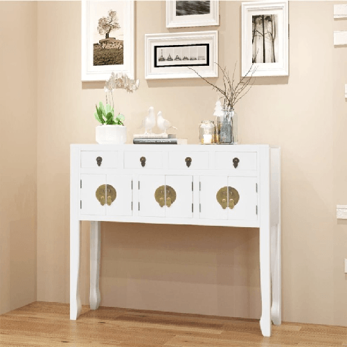 VidaXL Credenza in Stile Cinese in Legno Massello Bianca VidaXL 242647 credenza per soggiorno 6 porta/porte