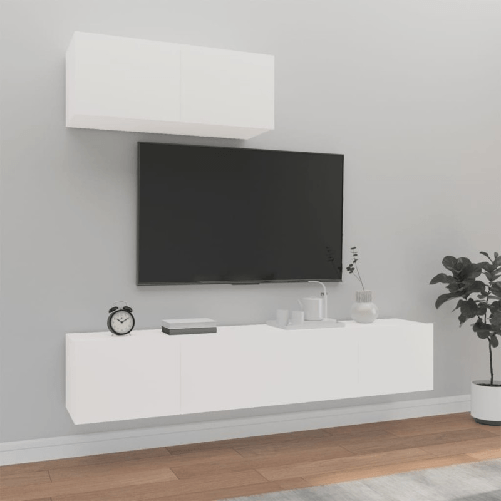 VidaXL Set Mobili Porta TV 3 pz Bianco in Legno Multistrato VidaXL 3114470 supporto TV e sistema audio