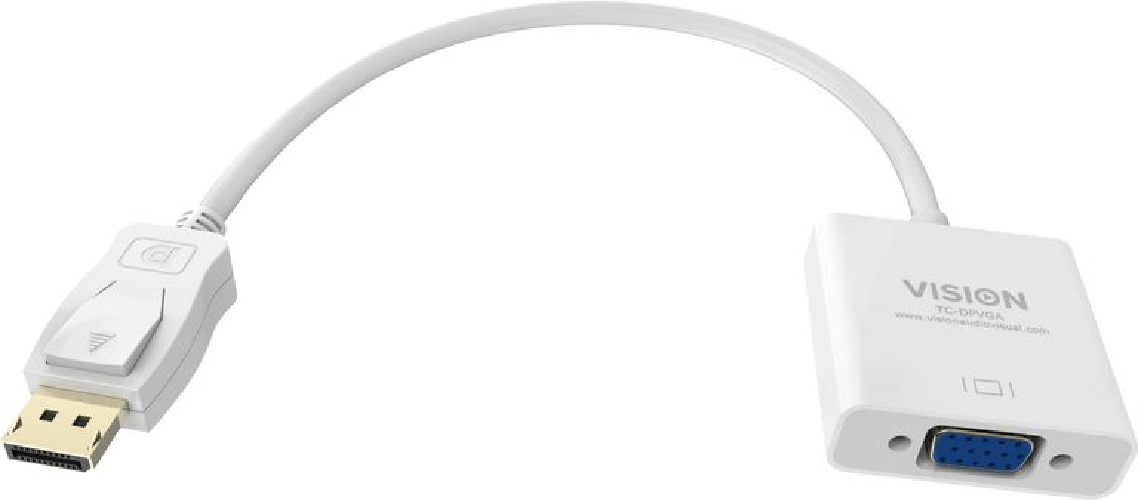 Vision TC-DPVGA cavo e adattatore video 0,22 m VGA (D-Sub) DisplayPort Bianco