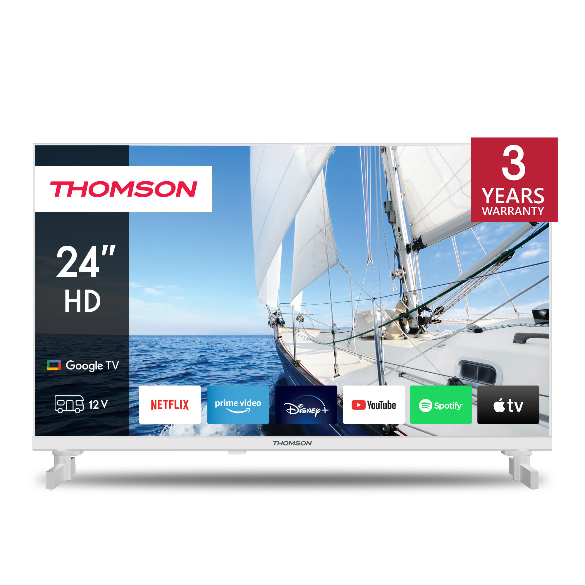 Thomson lcd 24hg2s14cw bianco smart 24' hd smart google tv bianco 12v frameless dvb-t/t2/c/s/s2 Thomson 24HG2S14CW TV 61 cm (24") HD Smart TV Wi-Fi