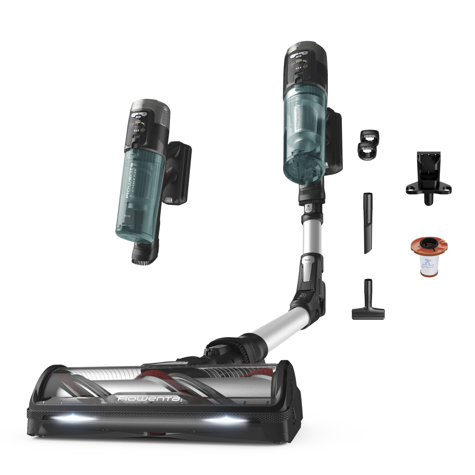 Rowenta X-Force Flex 13.60 RH9A32WO Scopa elettrica senza filo Alluminio Verde Senza sacchetto Rowenta RH9A32 Aspirapolvere a bastone 2 in 1 Batteria