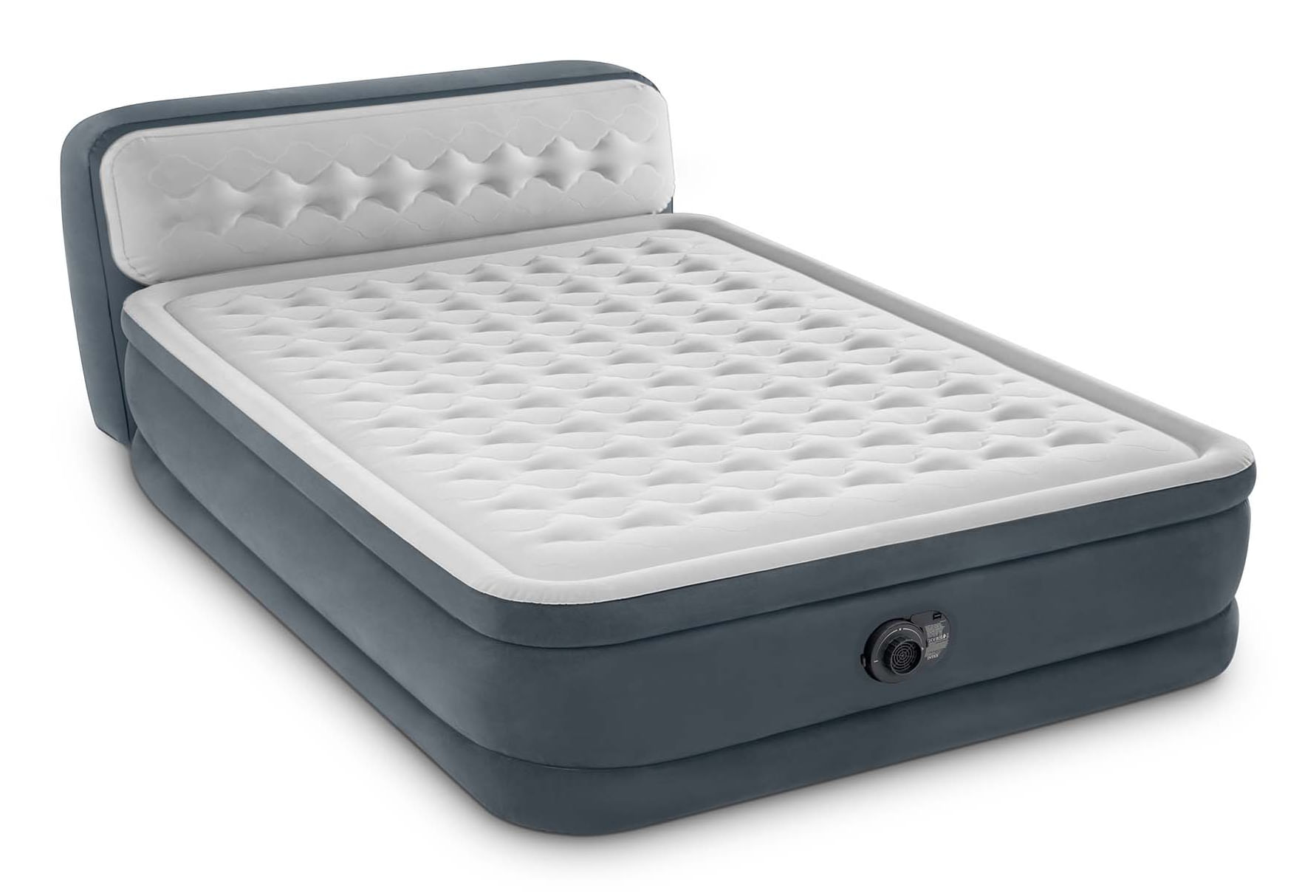 Intex Materasso Dura-Beam con Schienale Tecnologia Fiber Tech con Pompa elettrica Intex DuraBeam Ultra Plush Headboard Doppio materasso Grigio chiaro