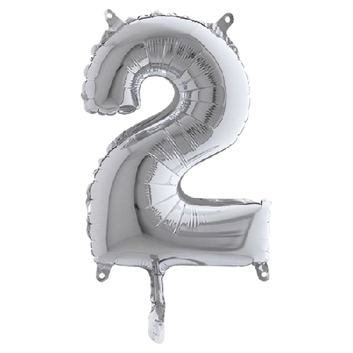 BIG PARTY Palloncino in mylar h.36cm numero ''2'' argento Big Party