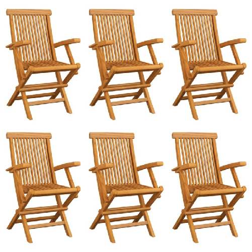 VidaXL Sedie da Giardino Pieghevoli 6 pz in Legno Massello di Teak VidaXL 3065529 sedia da esterno Terrazzo Teak
