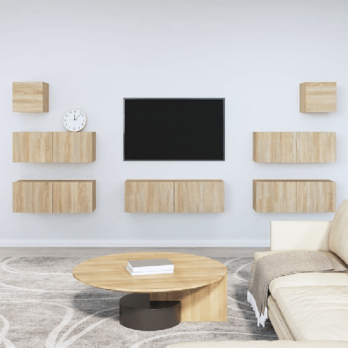 VidaXL Set di Mobili Porta TV 7 pz Rovere Sonoma in Legno Multistrato VidaXL 3114544 supporto TV e sistema audio