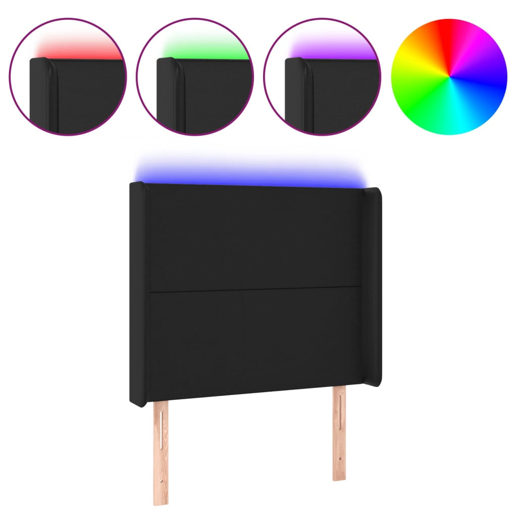 VidaXL Testiera a LED Nera 163x16x78/88 cm in Similpelle VidaXL 3123052 testiera e pedana Nero