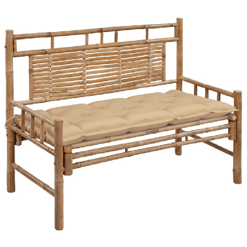 VidaXL Panchina da Giardino con Cuscino 120 cm in Bambù VidaXL 3063894 panca da esterno Bamboo