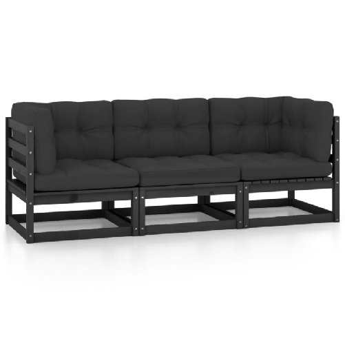 VidaXL Divano da Giardino a 3 Posti con Cuscini Legno Massello di Pino VidaXL 3076373 divano da cortile