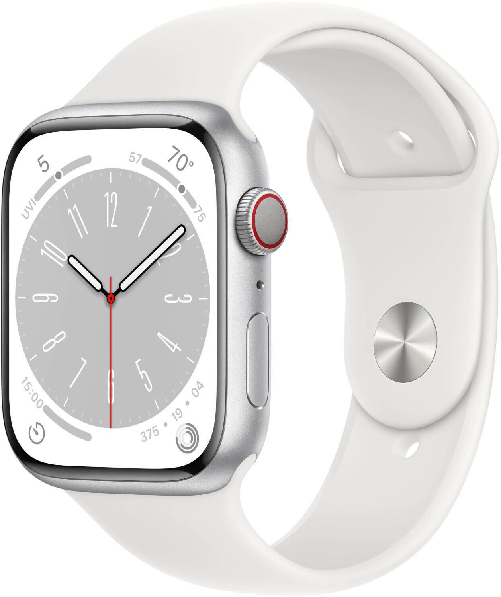 Apple Watch Series 8 OLED 45 mm Digitale 396 x 484 Pixel Touch screen 4G Argento Wi-Fi GPS (satellitare)