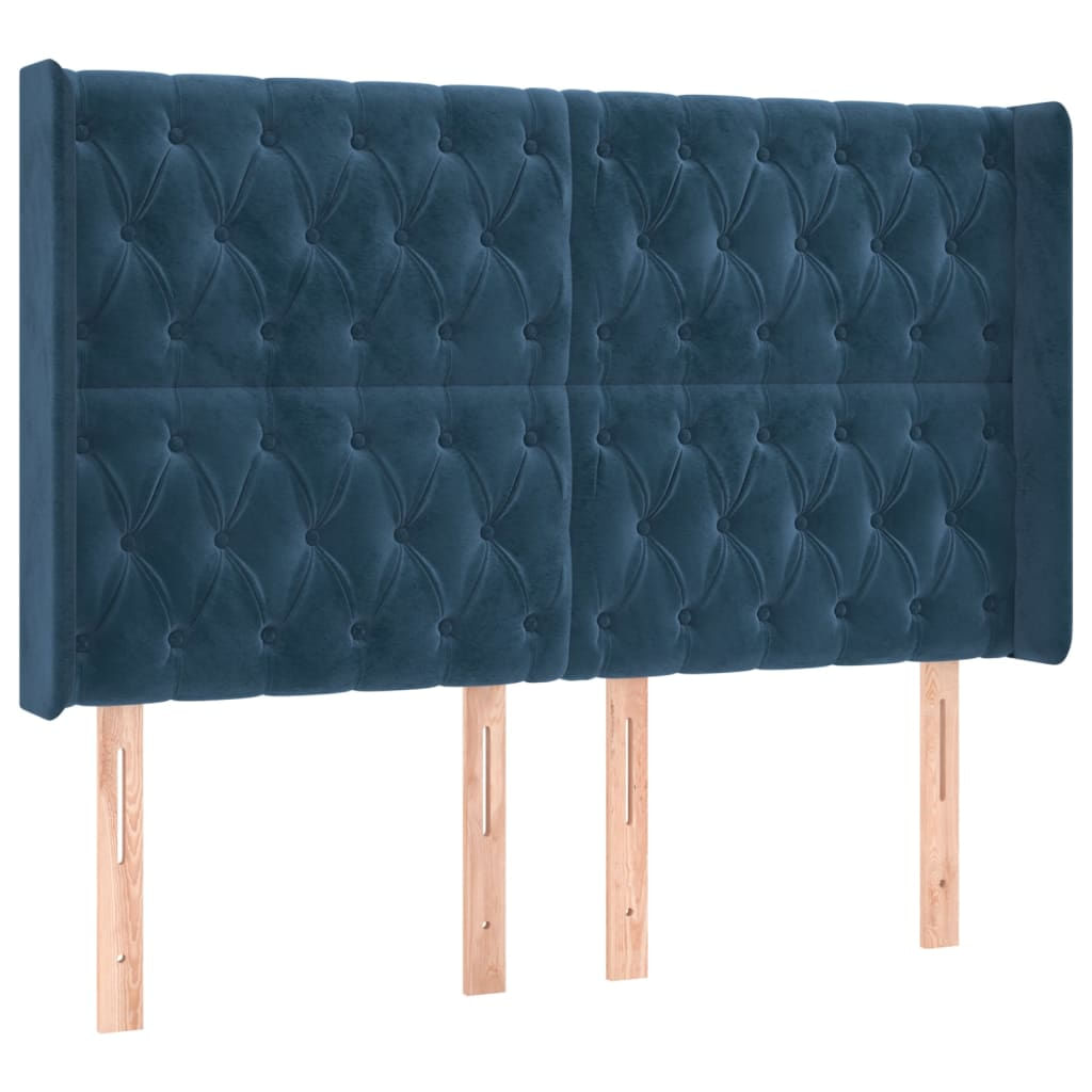 VidaXL Testiera ad Orecchio Blu Scuro 163x16x78/88 cm in Velluto VidaXL 3119162 testiera e pedana Blu scuro