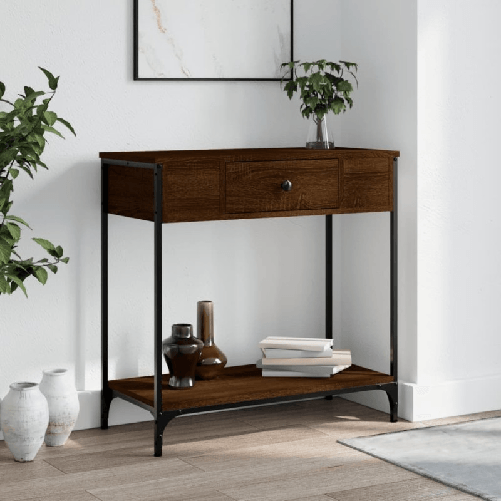 VidaXL Tavolino Consolle Rovere Marrone 75x34,5x75cm Legno Multistrato VidaXL 834169 tavolino da caffè, comodino e consolle da soggiorno