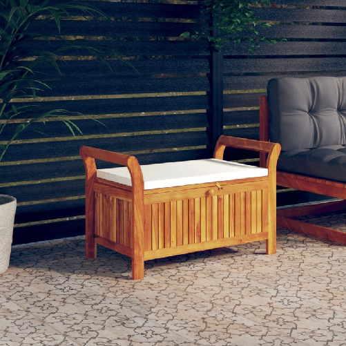 VidaXL Panca Portaoggetti Giardino Cuscino 91 cm Legno Massello Acacia VidaXL 319714 panca da esterno Poliestere, Tessuto