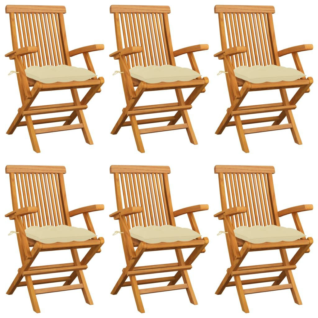 VidaXL 3062558 sedia da esterno Terrazzo Seduta imbottita Teak Crema, Bianco