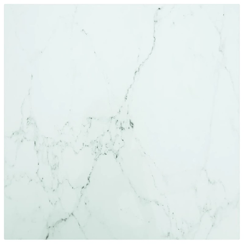 VidaXL Piano Tavolo Bianco 50x50 cm 6mm Vetro Temperato Aspetto Marmo VidaXL 322254 parte di tavolo