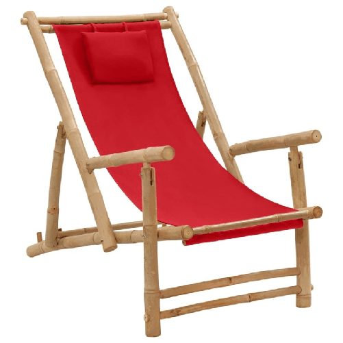 VidaXL 318597 sedia da esterno Terrazzo Seduta imbottita Bamboo, Poliestere Rosso