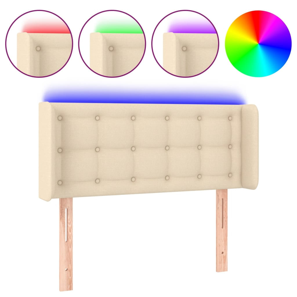 VidaXL Testiera a LED Crema 203x16x78/88 cm in Tessuto VidaXL 3123697 testiera e pedana Crema