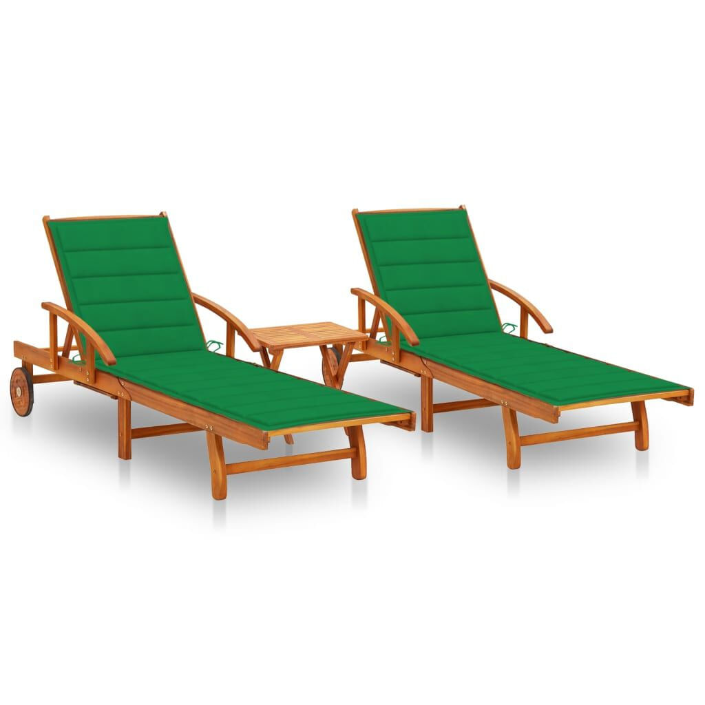 VidaXL 3077350 sedia da esterno Terrazzo Seduta imbottita Legno di acacia Verde