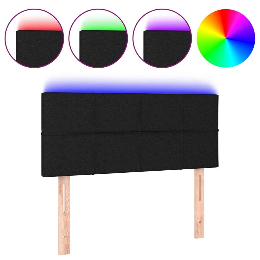 VidaXL Testiera a LED nero 90x5x118/128 cm in Tessuto VidaXL 3122408 testiera e pedana Nero
