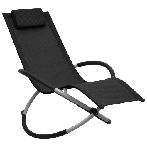 VidaXL 47793 sedia da esterno Salone Seduta imbottita Acciaio Nero, Grigio Lettino Prendisole per Bambini in Acciaio Nero