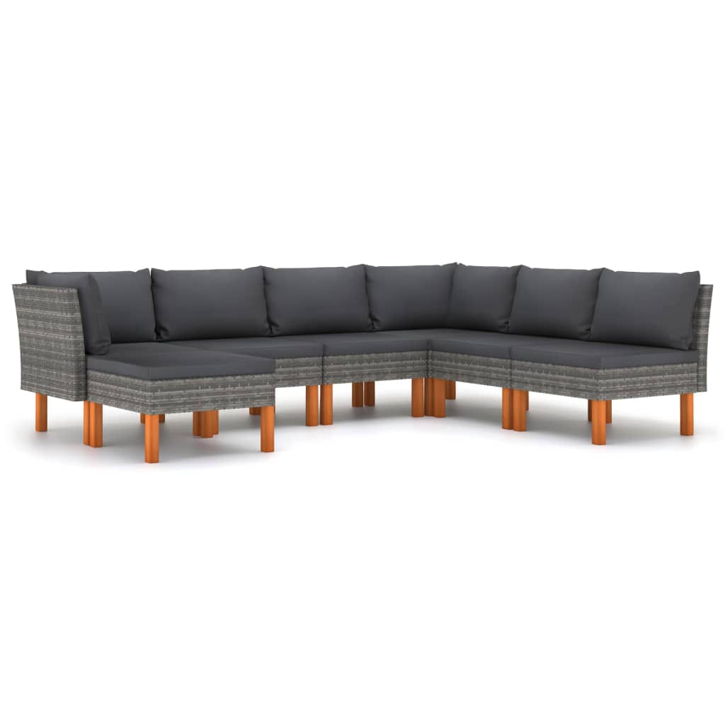 VidaXL Set Divani da Giardino 7 pz con Cuscini in Polyrattan Grigio VidaXL 3059717 set mobili da esterno